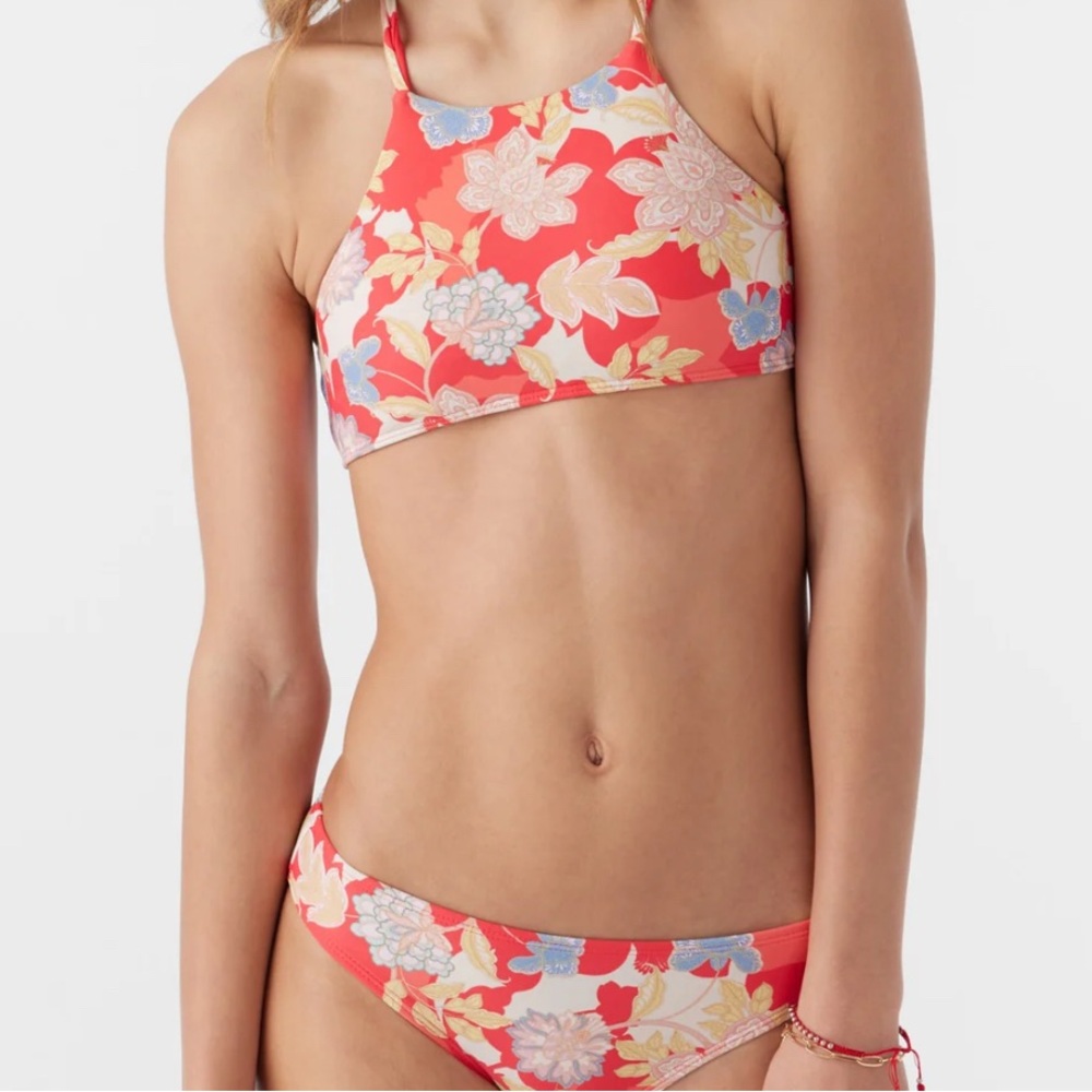 NWT O’Neill Girls ANTALYA Floral Braided High Neck Swim Set